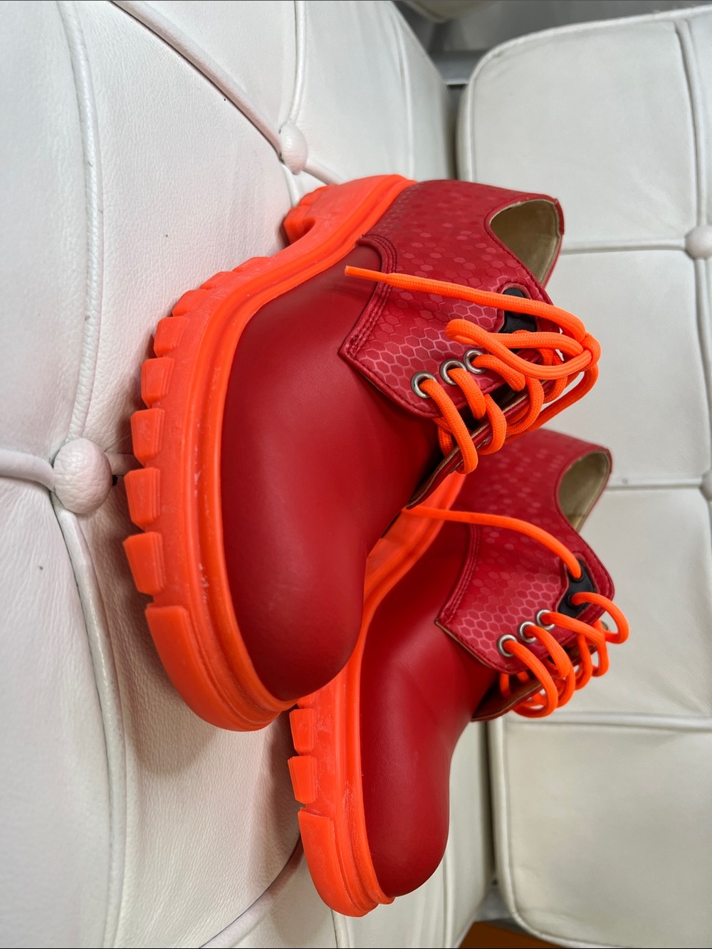John Fluevog Red and Orange Vegan Vogs Lace-Up Shoes